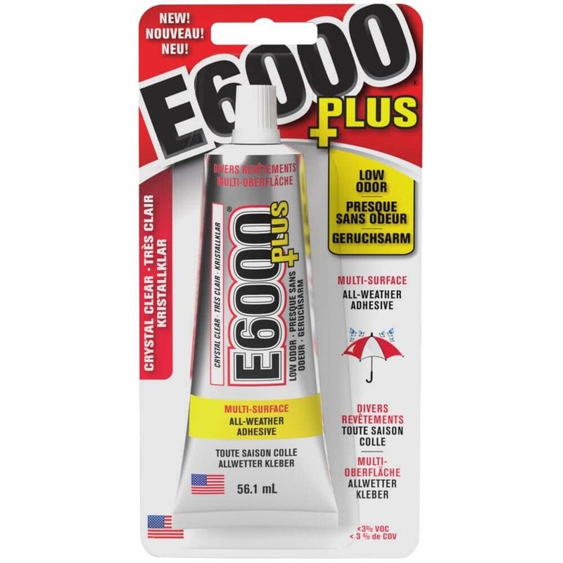 E6000 Eclectic Products inc. E6000 Plus Multi-purpose Clear Glue, Waterproof and Paintable, Strong Flexible Craft Adhesive for Wood, Glass, Fabric, Ceramic, Metal and More, 56.1ml - Image 1